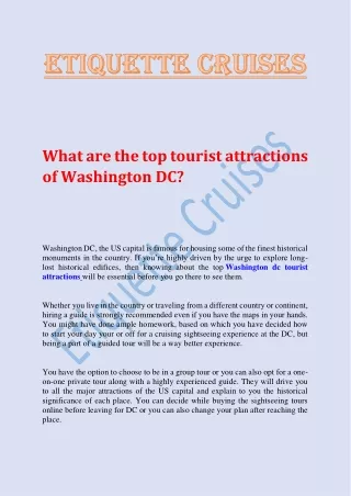 What are the top tourist attractions of Washington DC