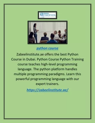 Python Course | Zabeelinstitute.ae