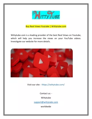 Buy Real Views Youtube  Wittytubecom