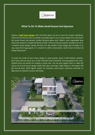 what to do to make small houses feel spacious