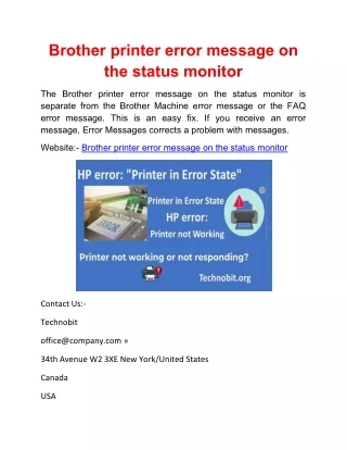 Brother printer error message on the status monitor
