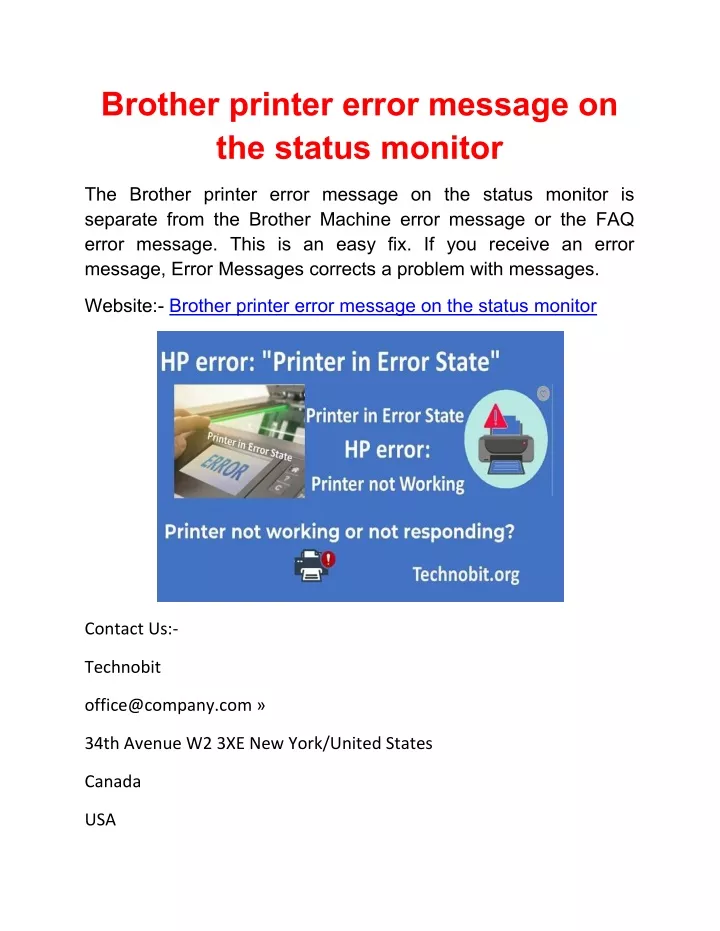 brother printer error message on the status