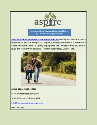 Substance Abuse Treatment In San Luis Obispo, Ca | Aspirecounselingservice.com