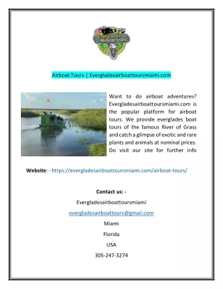 Airboat Tours Evergladesairboattoursmiamicom