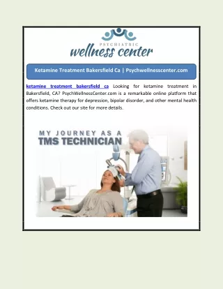 Ketamine Treatment Bakersfield Ca | Psychwellnesscenter.com