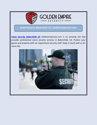 Event Security Bakersfield Ca | Goldenempiresec.com