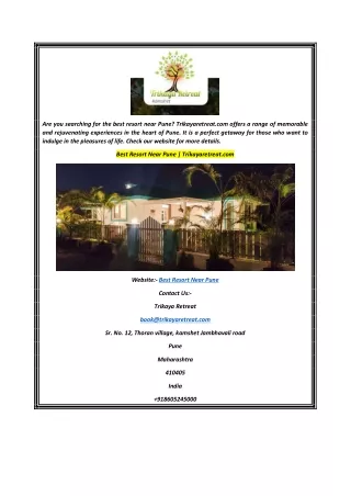 are you searching for the best resort near pune