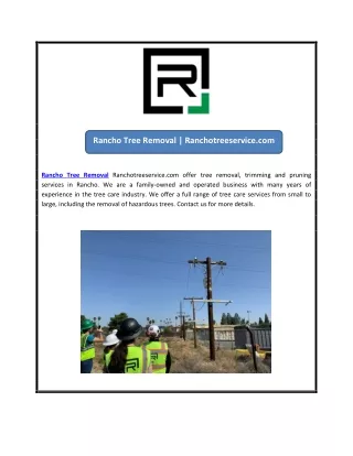 Rancho Tree Removal | Ranchotreeservice.com