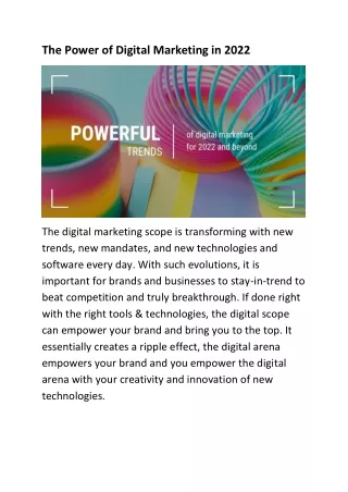 The Power of Digital Marketing in 2022