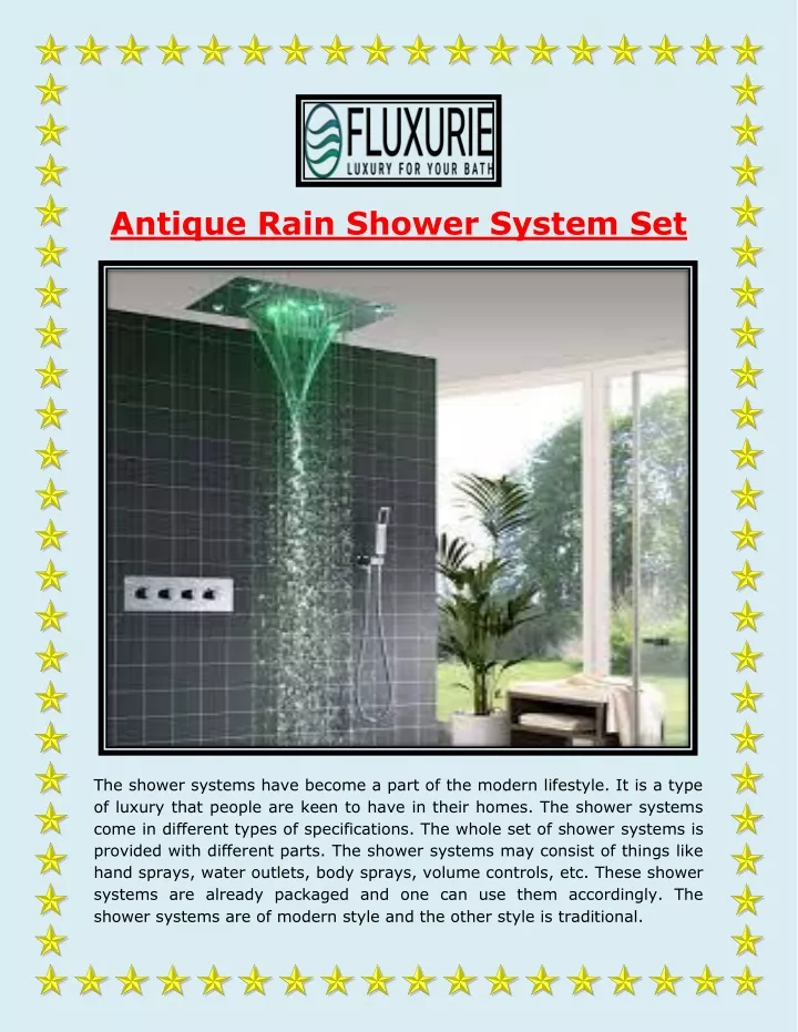 antique rain shower system set