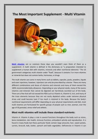 the most important supplement multi vitamin