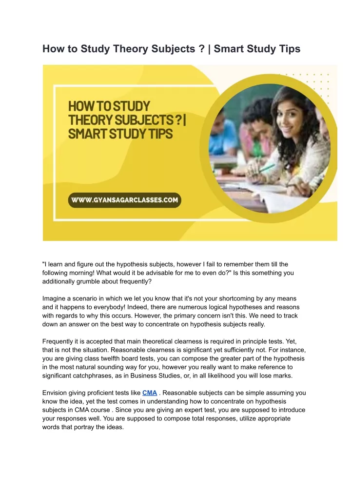 how to study theory subjects smart study tips