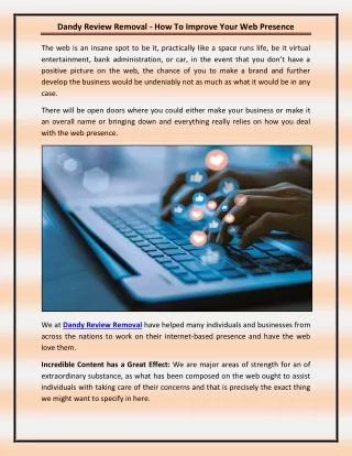 Dandy Review Removal - How To Improve Your Web Presence