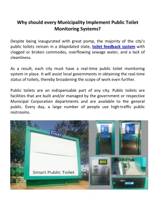 should every Municipality Implement Public Toilet