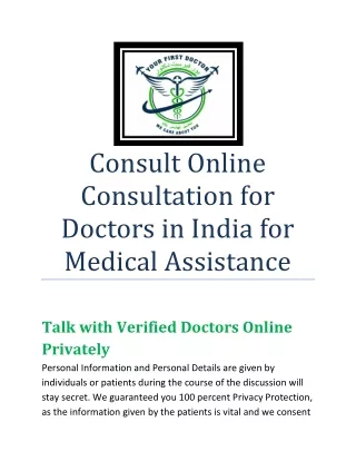 Consult Online Consultation for Doctors in India for Medical Assistance