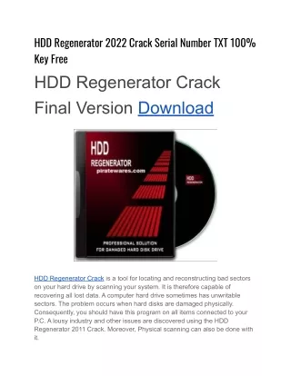 HDD Regenerator 2022 Crack Serial Number TXT 100% Key Free