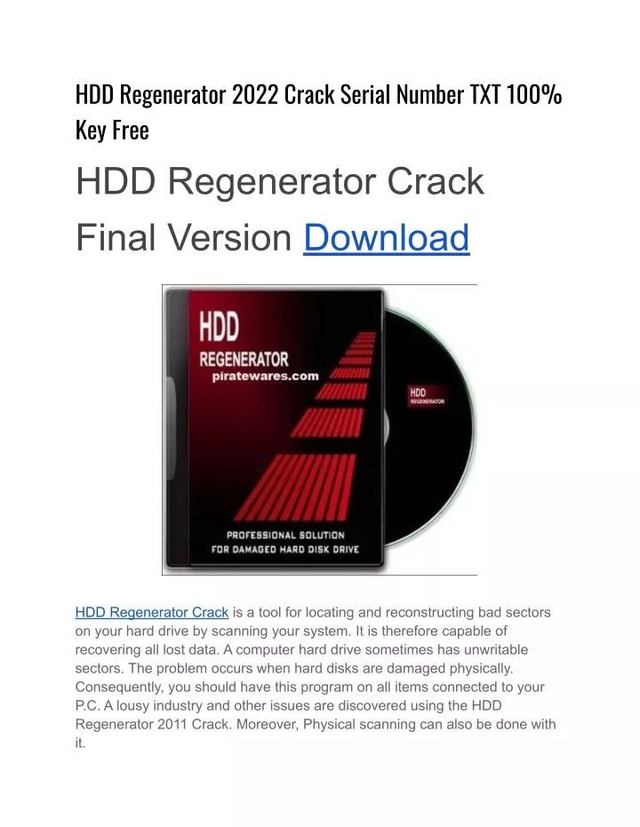 hdd regenerator 2022 crack serial number