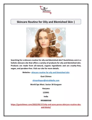 Skincare Routine for Oily and Blemished Skin | Gustchimes.com