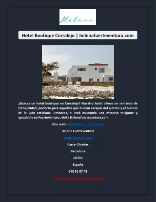 Hotel Boutique Corralejo | helenafuerteventura.com