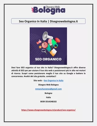Seo Organico In Italia | Disegnowebologna.it