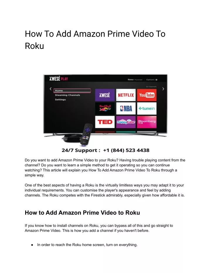 how to add amazon prime video to roku