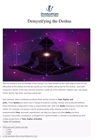 demystifying the doshas