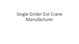 Single Girder Eot Crane Manufacturer