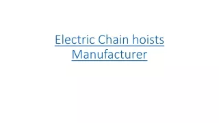 Electric Chain hoists Manufacturer in India