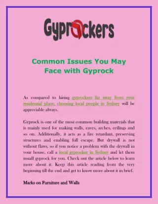 Common Issues You May Face with Gyprock