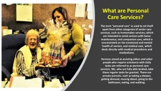 What are Personal Care Services