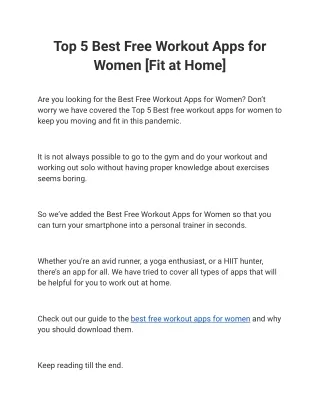 Top 5 Best Free Workout Apps for Women [Fit at Home]