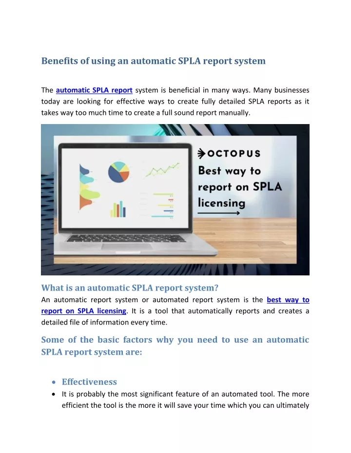 benefits of using an automatic spla report system
