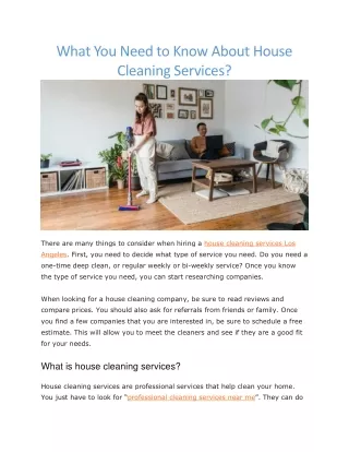 house cleaning services los angeles