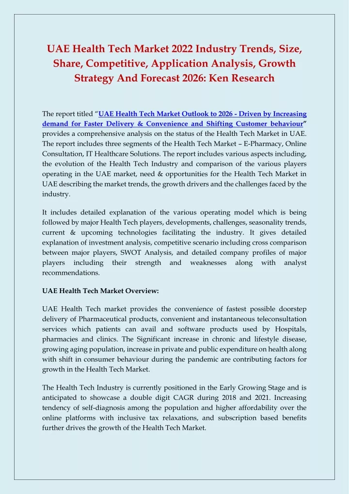 uae health tech market 2022 industry trends size
