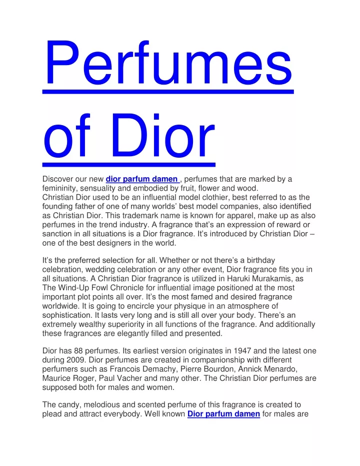perfumes of dior