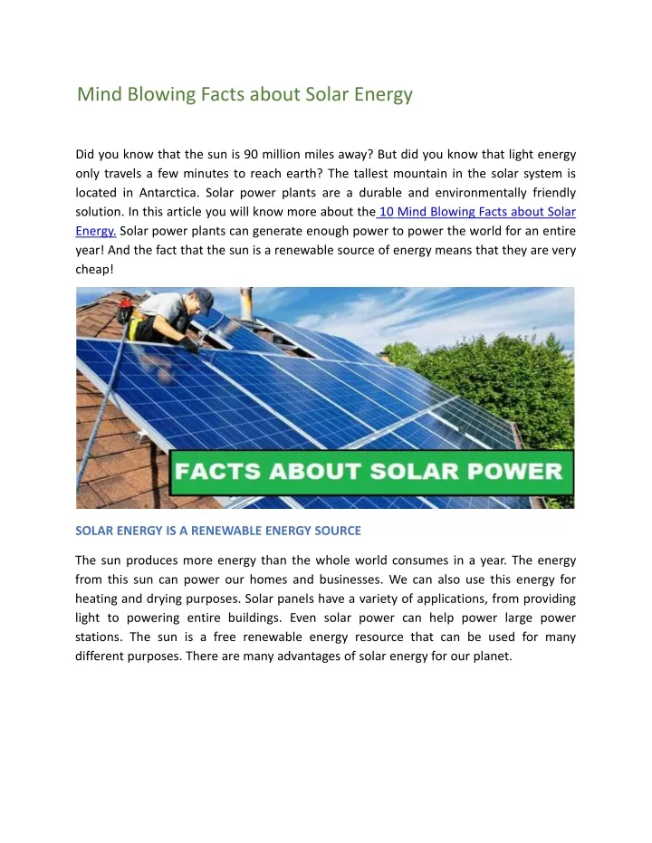 mind blowing facts about solar energy