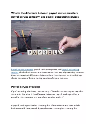 What is the difference between payroll service providers, payroll service company, and payroll outsourcing services