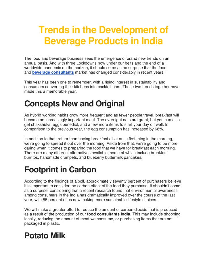 trends in the development of beverage products