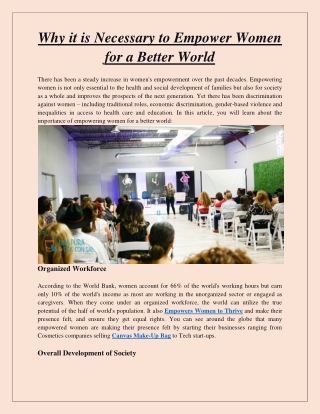 Why it is Necessary to Empower Women for a Better World