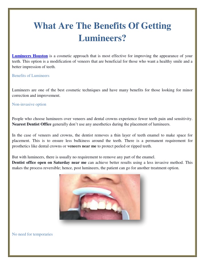 what are the benefits of getting lumineers