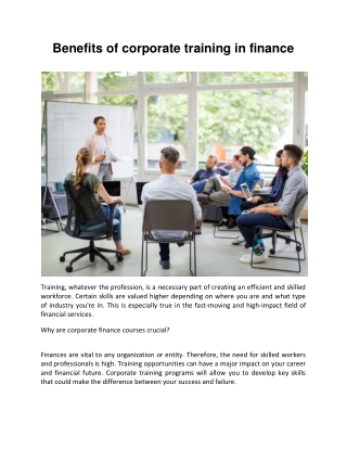 Benefits of corporate training in finance