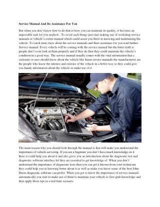 service manual and its assistance for you
