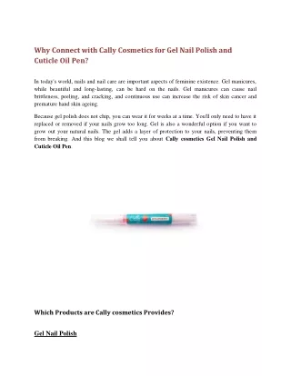 Connect With Cally Cosmetics For Gel Nail Polish pdf