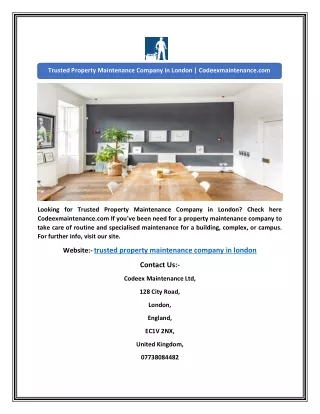 trusted property maintenance company in london