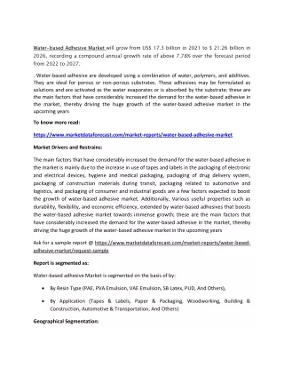 water based adhesive market will grow from