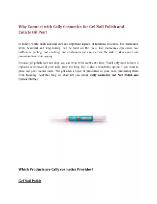 Connect With Cally Cosmetics For Gel Nail Polish ppt