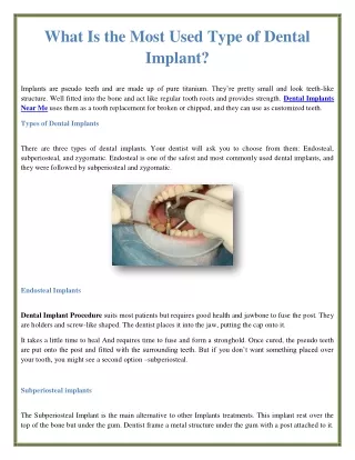 what is the most used type of dental implant