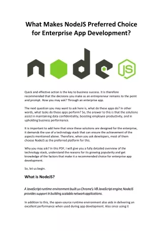 What Makes NodeJS Preferred Choice for Enterprise App Development