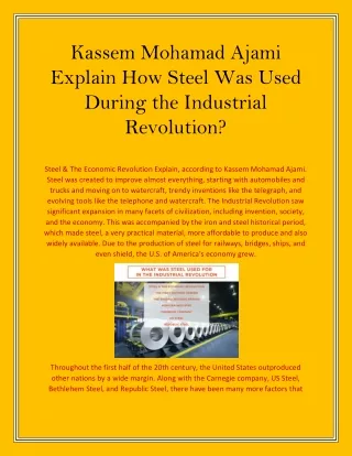 Kassem Mohamad Ajami Explain How Steel Was Used During the Industrial Revolution