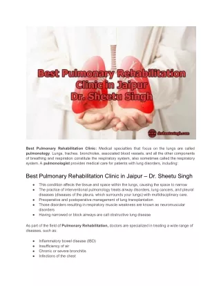 best pulmonary rehabilitation clinic medical